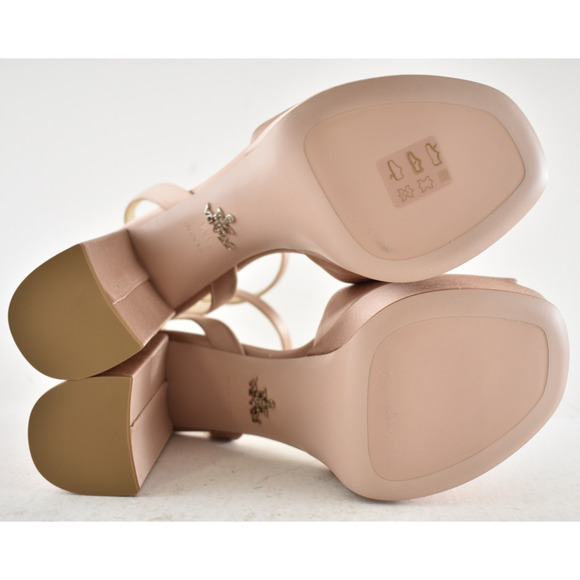 Prada 115mm Nudo Satin Logo Platform Sandal Ankle Strap Block Heel Pump 38.5 - Picture 14 of 14